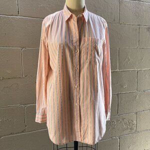 Gap peach blue stripe oversized boyfriend shirt, S
